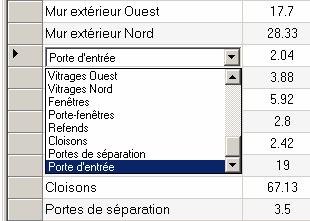 Figure 4: Capture d’écran des listes déroulante dans les grilles