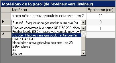 Figure 4: Capture d’écran des listes déroulante dans les grilles